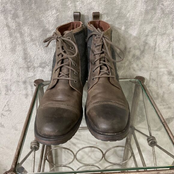 Aston Grey Recon Leather combat Boots Men size 11 Brown lace up / side zip - Picture 2 of 12